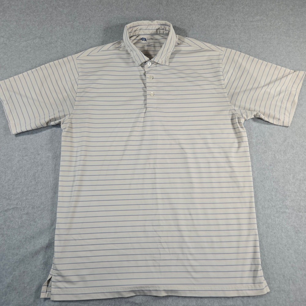 Onward Reserve Performance Polo Shirt Mens Large Tan Striped Golf ORS23JAD104